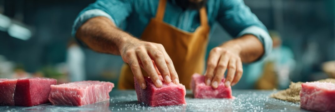 Premium Meat Inspection in Modern Factory Authentic Professional Food Industry Content for Safe Sanitary Handling and Commercial Marketing Campaigns