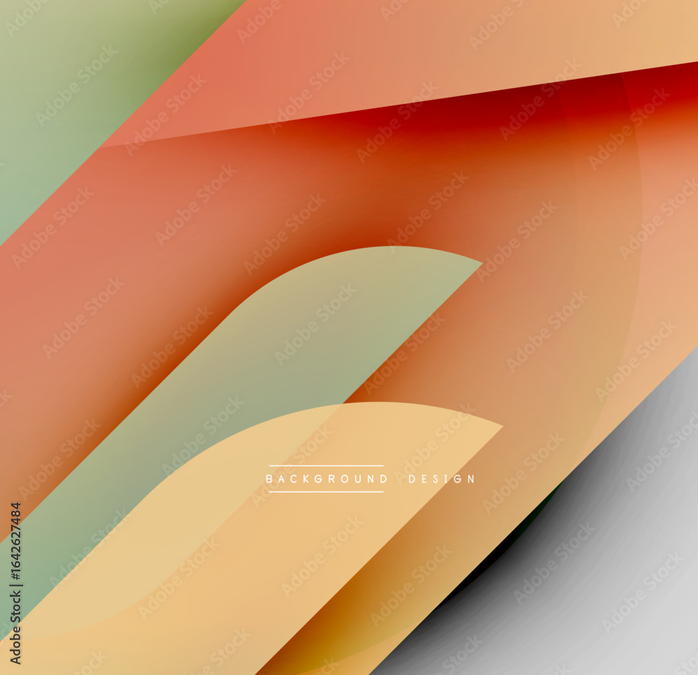 Poster abstract design features layered shapes, warm colors, smooth gradients. modern aesthetic, simple com