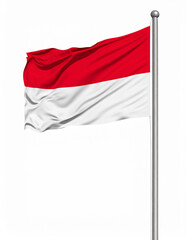 The Indonesian Flag is Flying, Patriotism, Isolated on White Background