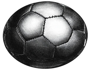 Retro Engraved Football Illustration with Textured Stipple Shading, Isolated PNG