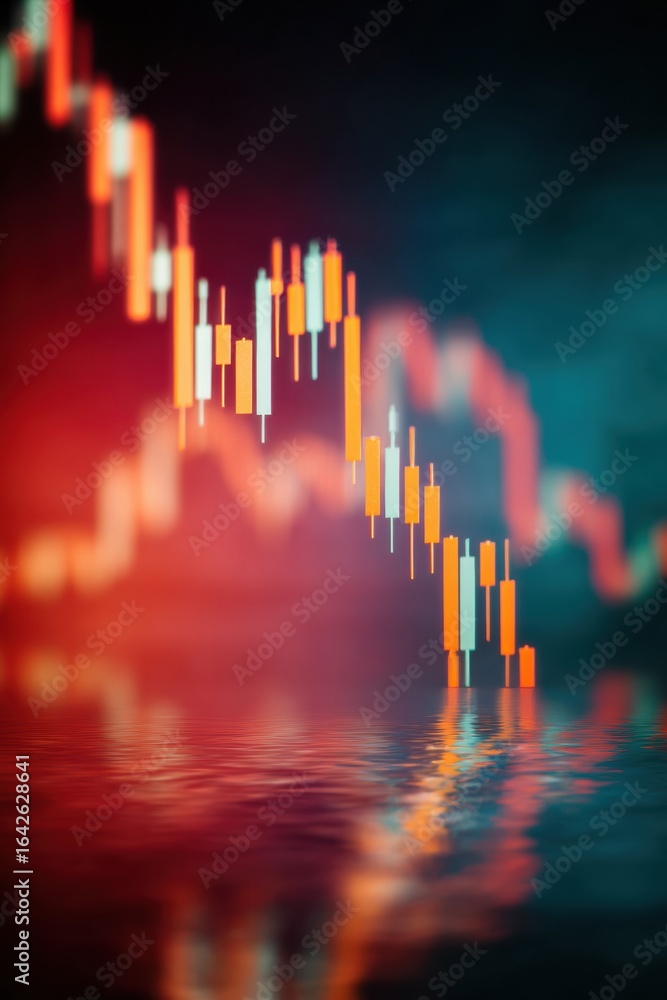 Poster professional fear index trading graph showing market volatility and plummeting candlesticks for mode