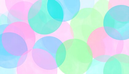 Playful abstract background with overlapping circles in soft pastel colors like pink, blue, and green. A dreamy and cheerful design.