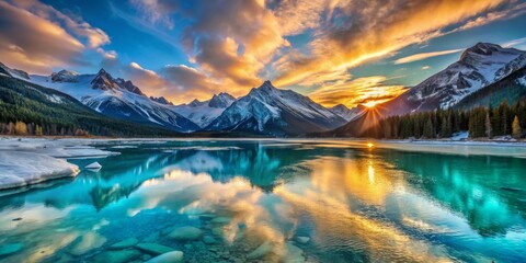Mountain Lake Reflection at Sunset
