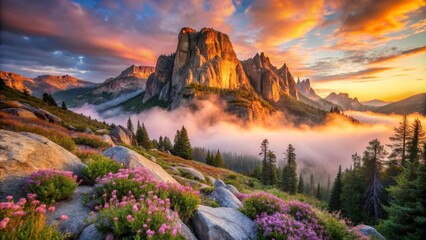 Majestic Mountain Peak at Sunset