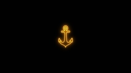 Glowing anchor Curve sign. Stationary neon anchor Icon. Glowing neon line anchor icon illustration with black background. © MstHazera
