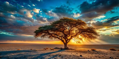 Lone Tree Silhouette at Sunset