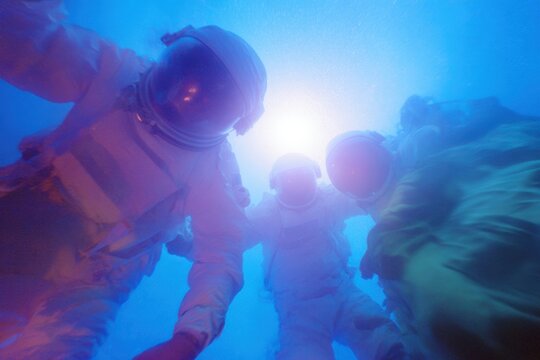 Professional Astronaut Training Underwater Simulation Premium Realistic Space Mission Rehearsal for Young Professionals and Tech Industry Marketing Content