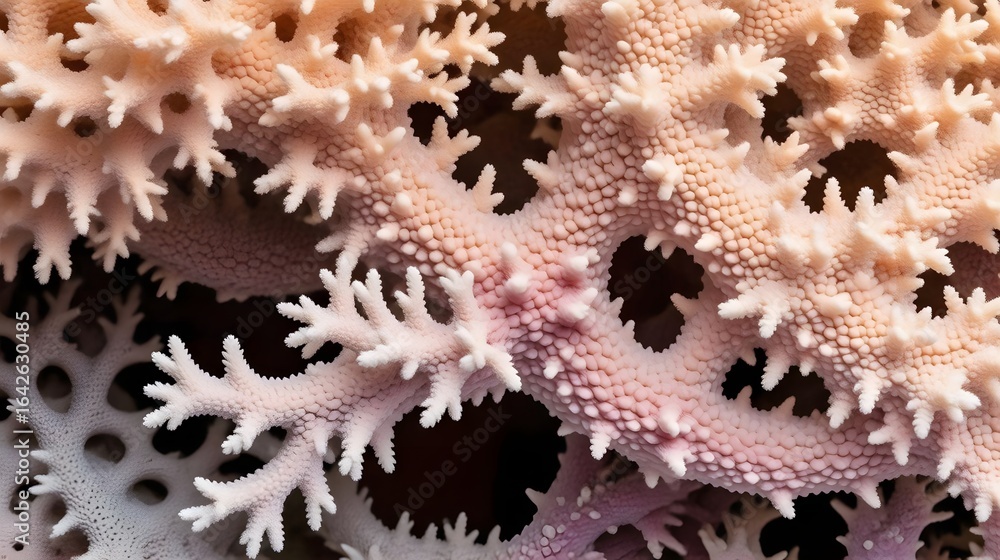 Poster a close up view of light pink coral with intricate branching patterns and textured surface details v