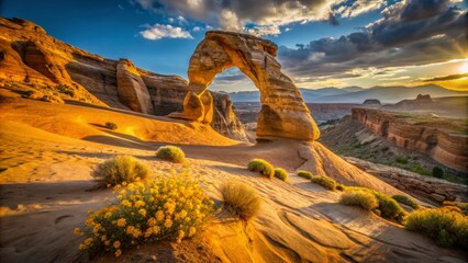Sandstone Arch Landscape at Sunset