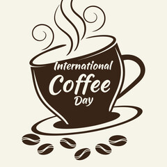 Stylish Coffee Day Stamp Design for October 1st