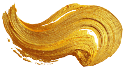 A smear of sparkling metallic gold paint, isolated against a transparent background, PNG