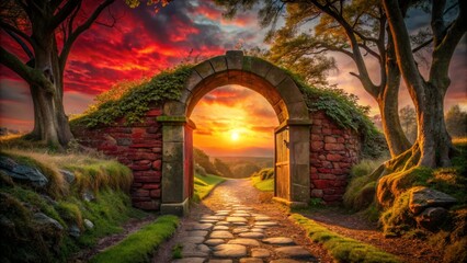 Stone Archway at Sunset
