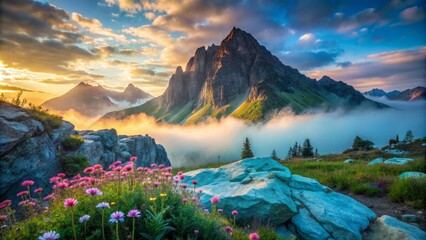 Majestic Mountain Peak at Sunrise
