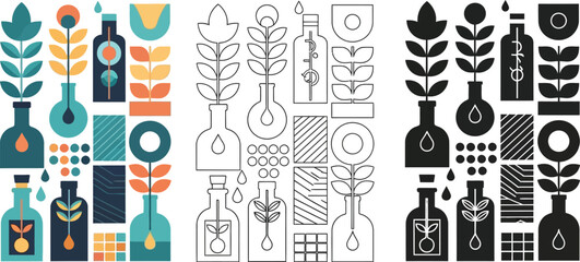 Geometric botanical art print scandinavian style design