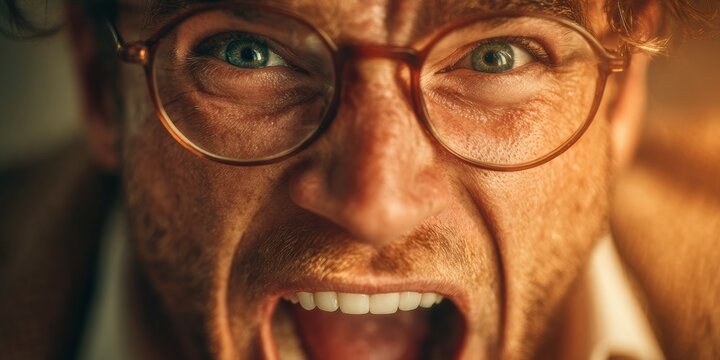 Authentic Young Professional Man Laughing with Glasses Premium Clever Humor and Wordplay Expression for Social Media Marketing and Advertising