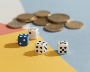 Professional Education Finance Concept with Coins and Dice Featuring BAfoG Symbols for Student Support and Modern Resource Management Marketing Content
