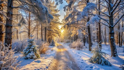 Snowy Winter Forest Path