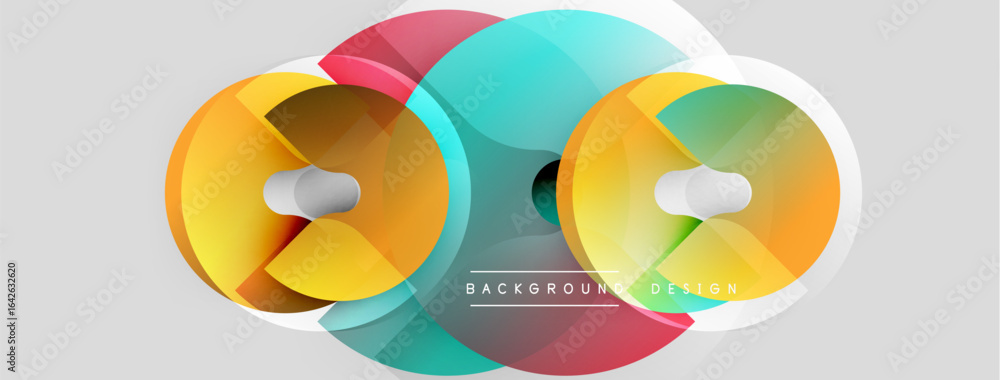 Poster abstract colorful circles overlap creating dynamic visual effect. modern design elements suggest inn