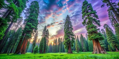 Giant Sequoia Trees at Sunset
