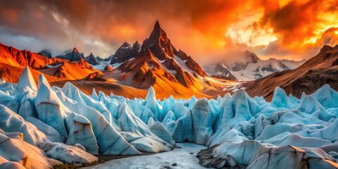 Glacier Landscape at Sunset