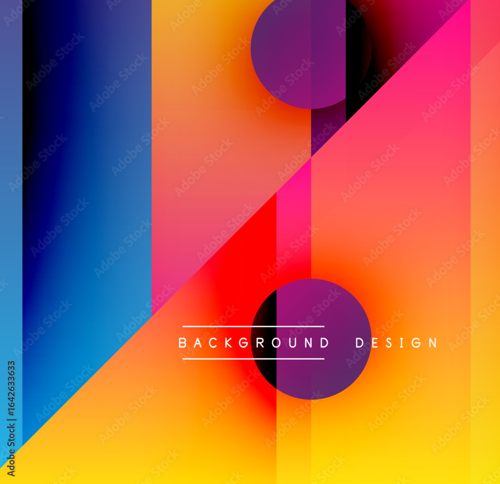 Aufkleber abstract vibrant gradients, geometric shapes overlap. circles, rectangles create dynamic visual comp
