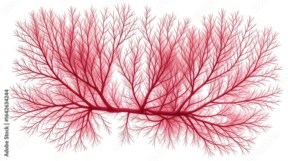Poster illustration of a red branching structure resembling coral or a tree on a white background