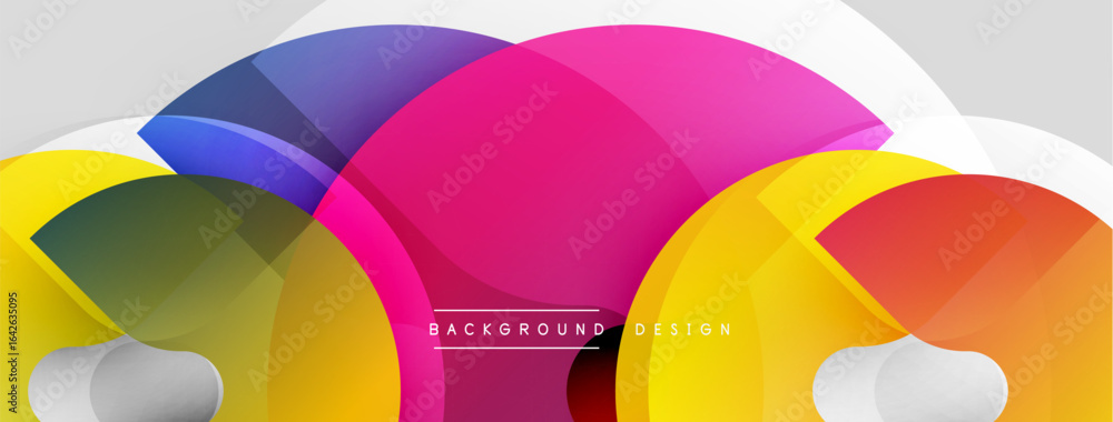 Poster abstract colorful shapes overlap. dynamic composition creates modern background design. bright hues 