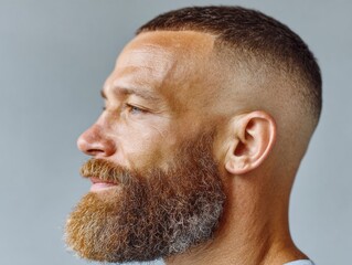 Fototapeta premium Modern Fade Haircut and Beard Grooming for Men Premium Barbershop Style for Confident Young Professionals in Lifestyle and Marketing Content