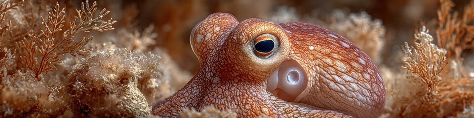 Fototapeta premium High-Quality Octopus Close-Up in Natural Marine Habitat Authentic Biological Diversity for Educational and Professional Marketing Content Inspiring Curiosity