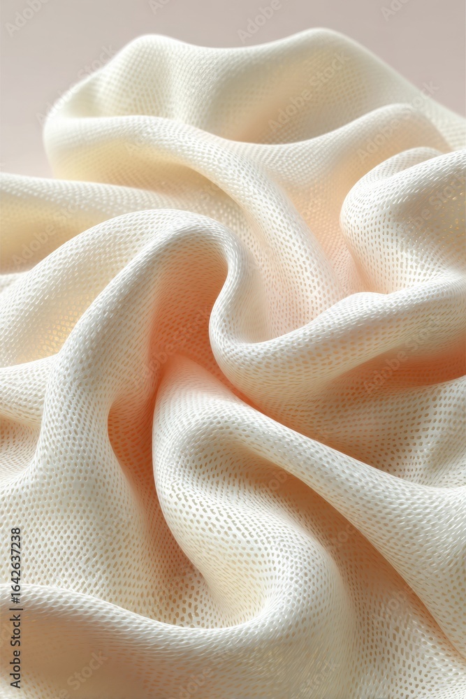 Poster high-quality soft fabric texture with seamless korean wave pattern modern authentic design for premi