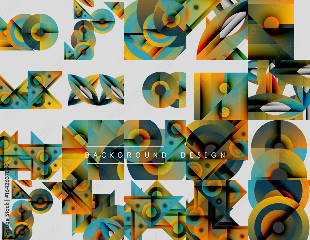 Aufkleber abstract geometric patterns, vibrant colors, modern design elements. tiles create dynamic visual tex