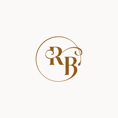 monogram elegant style luxurius feeling with flow RB circle fows wedding logo letter