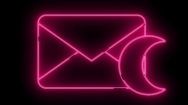 message icon and crescent moon icon with neon effect