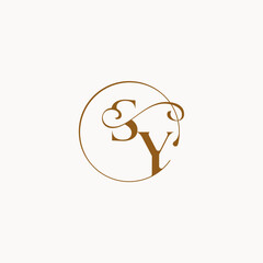 Obraz premium monogram elegant style luxurius feeling with flow SY circle fows wedding logo letter