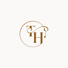 monogram elegant style luxurius feeling with flow TH circle fows wedding logo letter