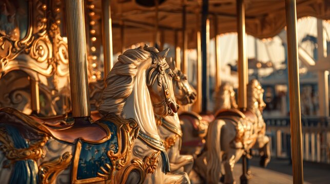Vintage carousel horses outdoor