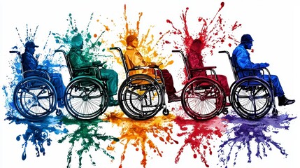 Colorful Wheelchair Users in Motion