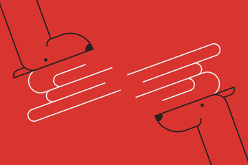 Linear funny reindeer portraits