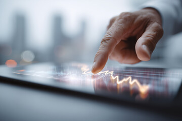Tablet in Business Context Displaying Graphs and Market Analysis for Strategic Decision Making