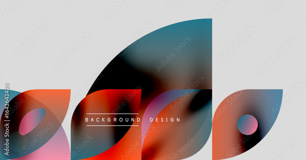Poster abstract shapes overlap, creating vibrant color blends. modern design features smooth gradients, tex
