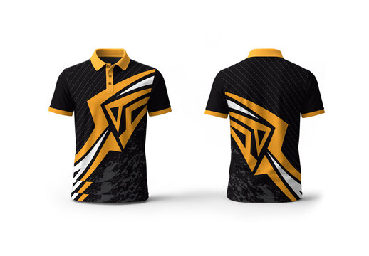 Modern Black and Yellow Polo T-shirt Design Template