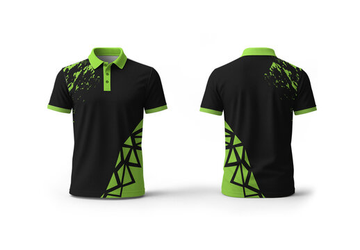 Green and Black Polo T-shirt Design Template