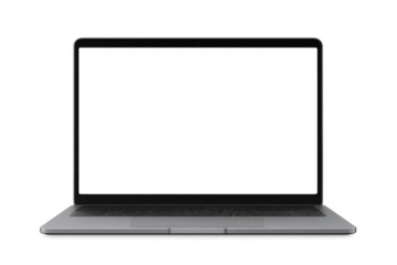 Modern silver laptop showing transparent screen on checkered background