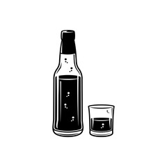 A bottle and a glass of beer 
