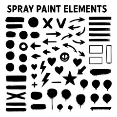 Set of Isolated Spray Paint Grunge Texture Symbols