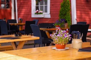 Beautiful flower close-up of Finnish Restaurant in Naantali, Finland