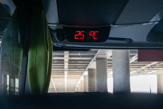 Digital Celsius Temperature Display Inside a Bus