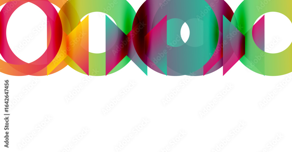 Poster colorful overlapping circles create abstract design. bright hues blend, forming dynamic visual patte