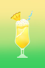 Vibrant cocktail with pineapple, ice, and tropical beach vibes