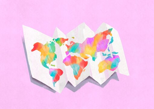 Stylized colorful texture world map